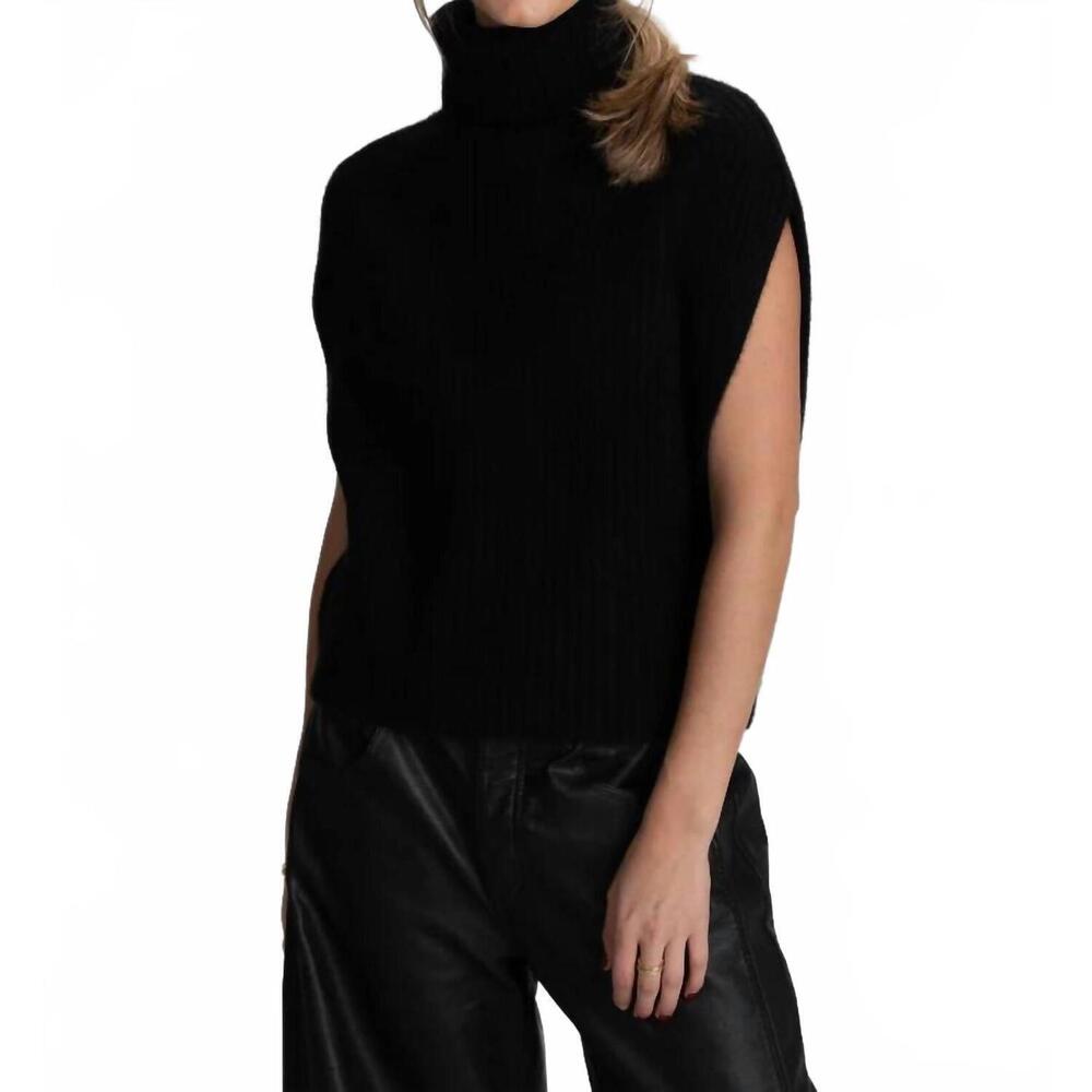 NEW ARCHER CASHMERE hayes sleeveless cashmere turtleneck top in black